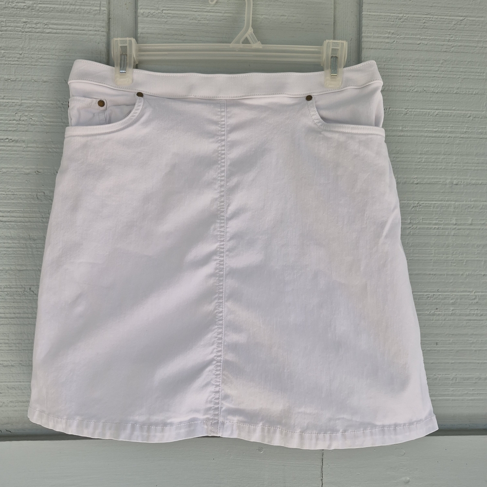 Hearts of Palm White Stretch Denim A-Line Denim Mini Skort Skirt Size 12 Resort